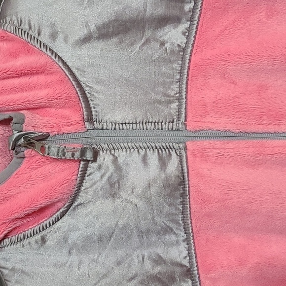 Free Country GIRLS Faux Fur Zipped Hoodie Pink Silver Pockets Sz 14/16 EUC - Picture 2 of 10